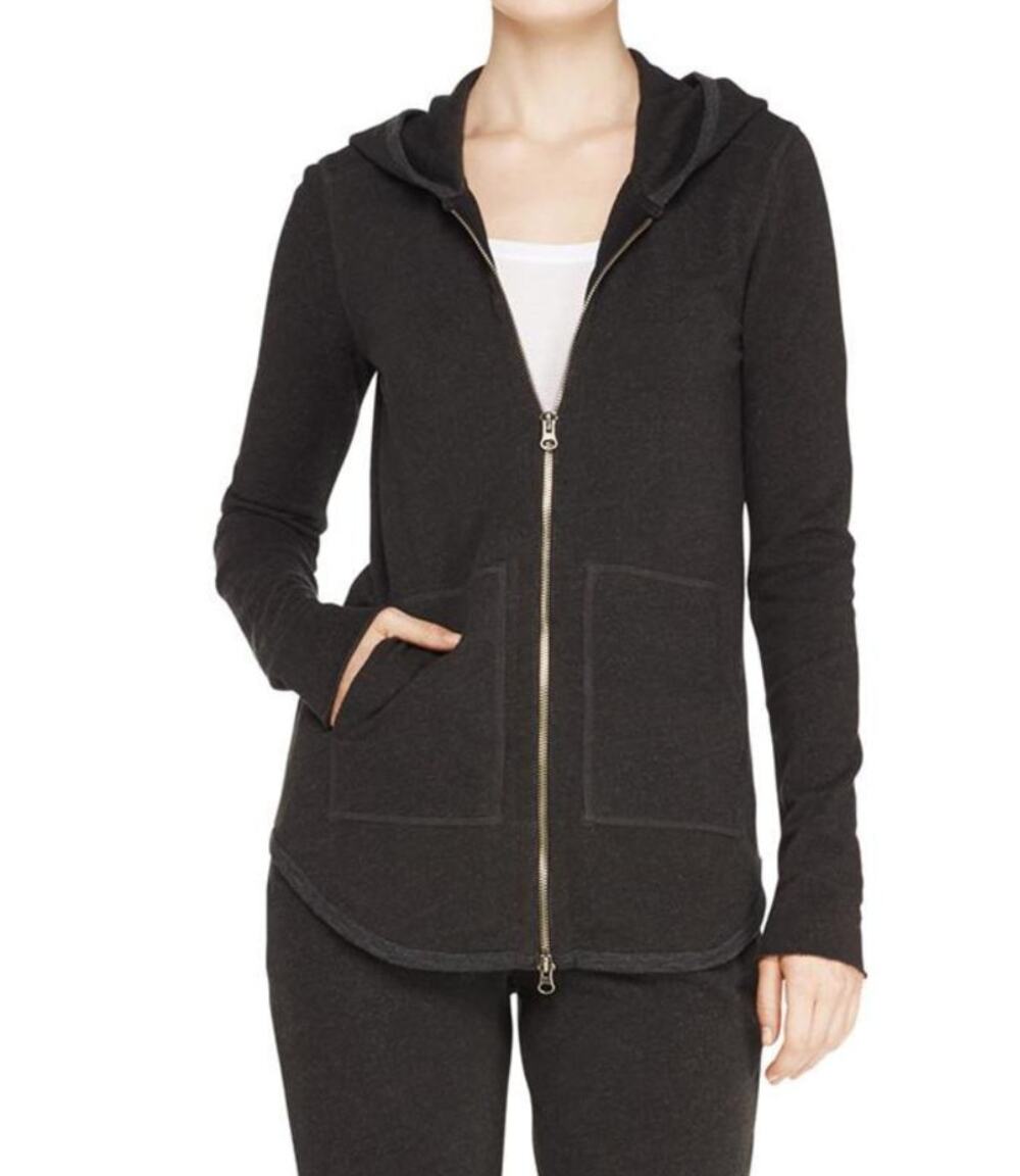 ATM FRENCH TERRY ZIP-UP HOODIE--HEATHER CHARCOAL SZ M